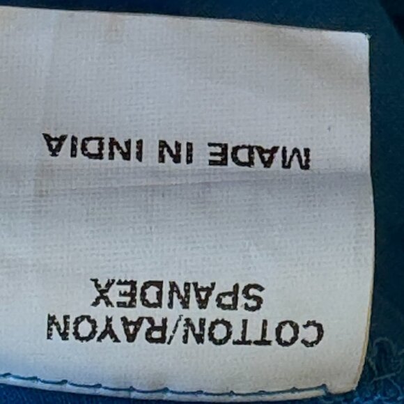 eShakti Flamingo Print Jersey Bodice Dress with Side Pockets Peach and Blue  14W - Picture 8 of 10